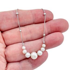 Vintage Sterling Silver 925 Pearl Adjustable Bracelet